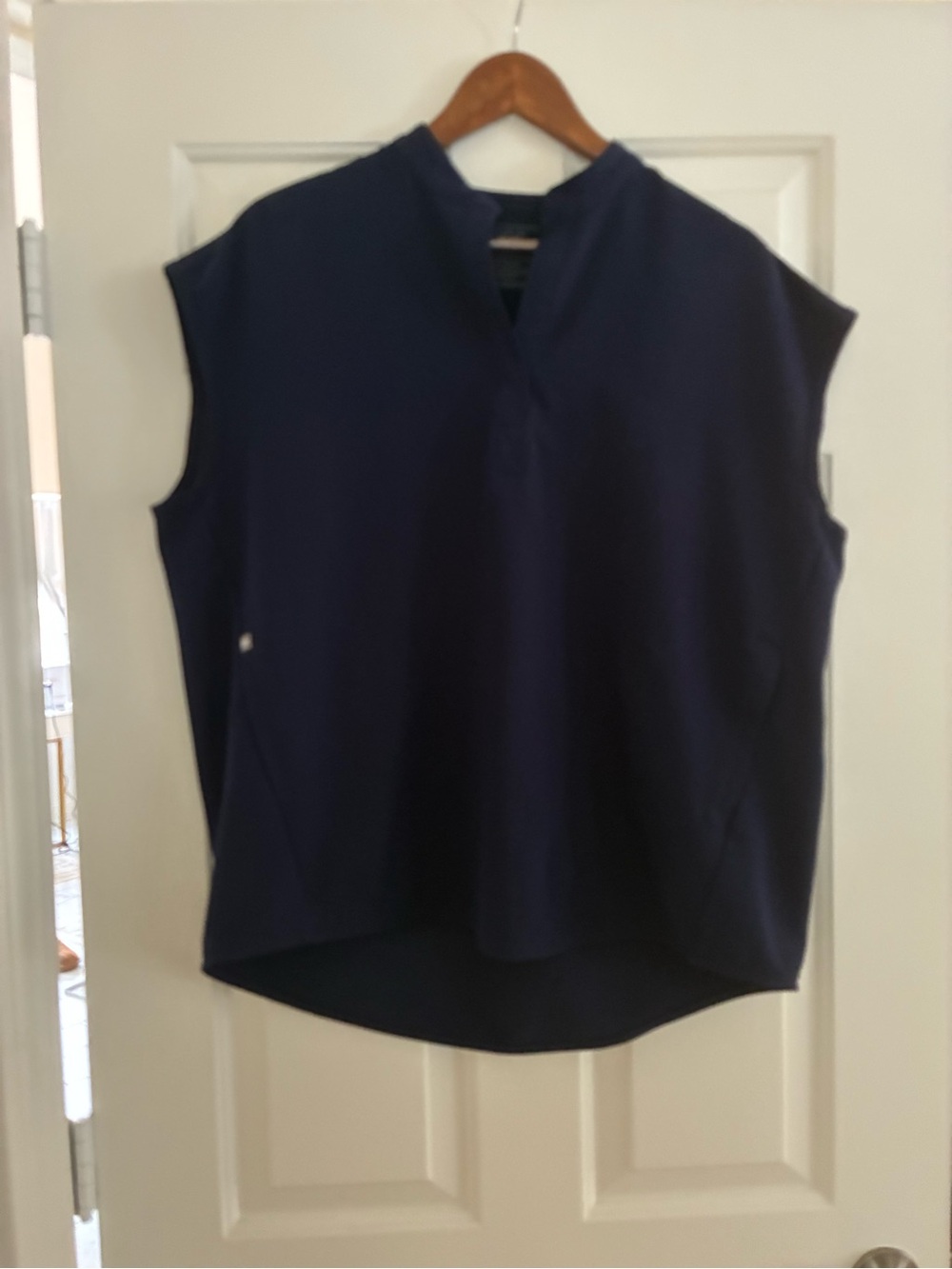 Figs Navy Sleeveless Split-Neck Tunic Top